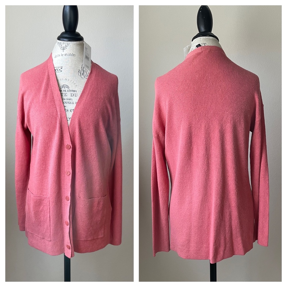 Eileen Fisher | Boyfriend Cardigan Organic Linen Crepe Stretch